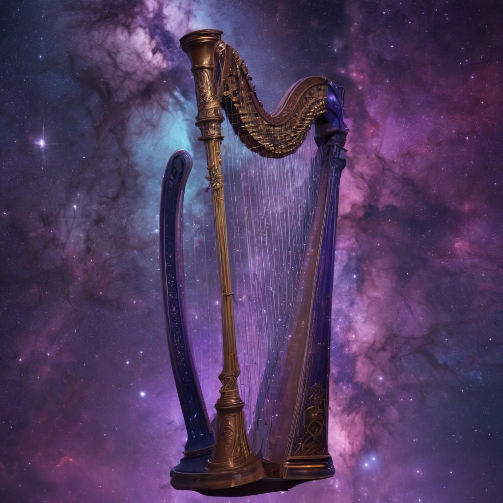Galactic Harp in Surreal Cosmic Art