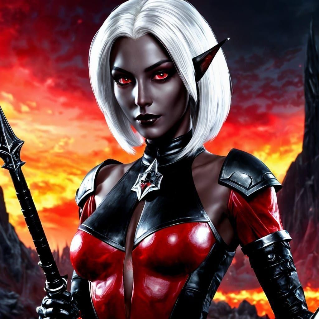 Cybernetic Drow: A Hyperdetailed Fantasy Portrait