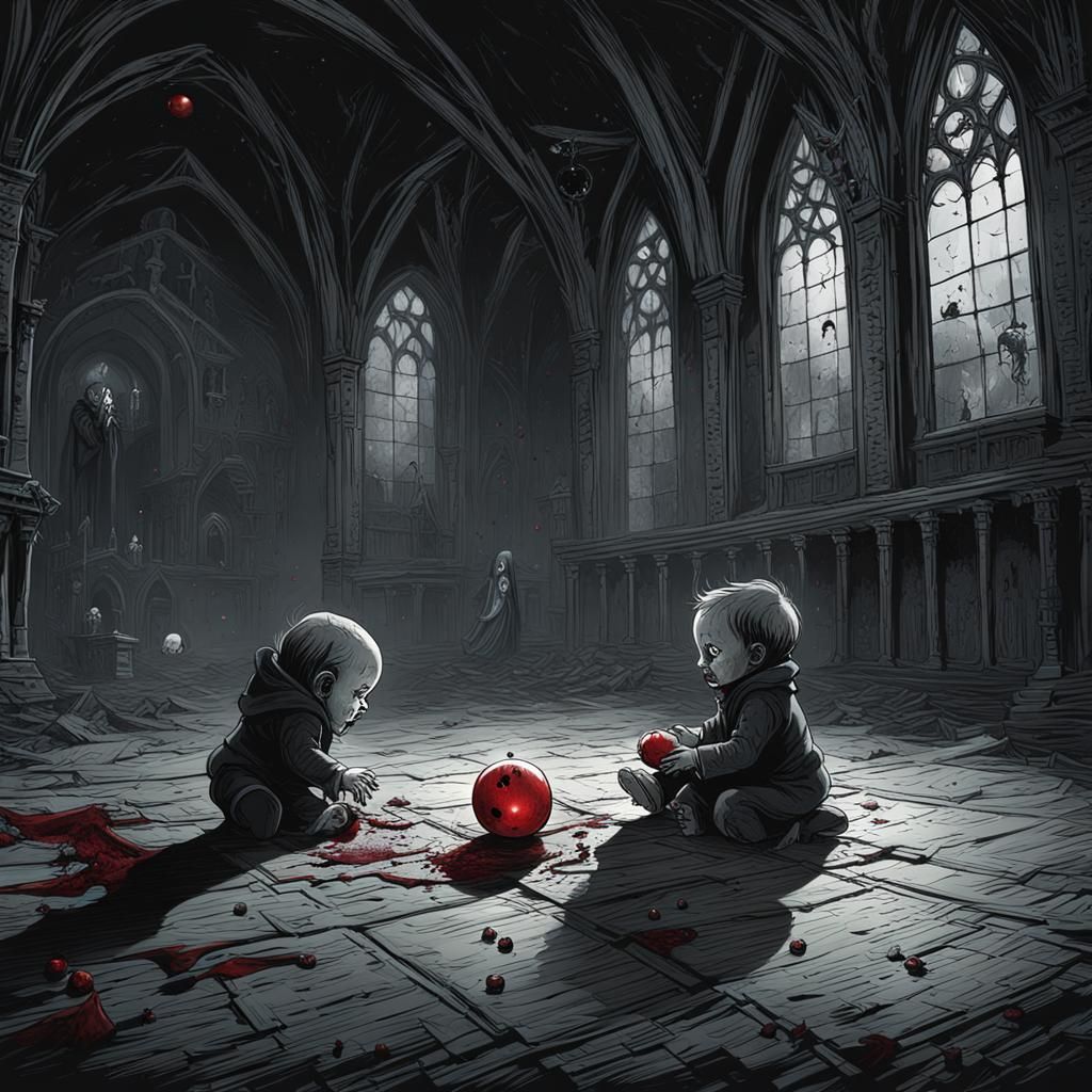 The baby ghost playing ball