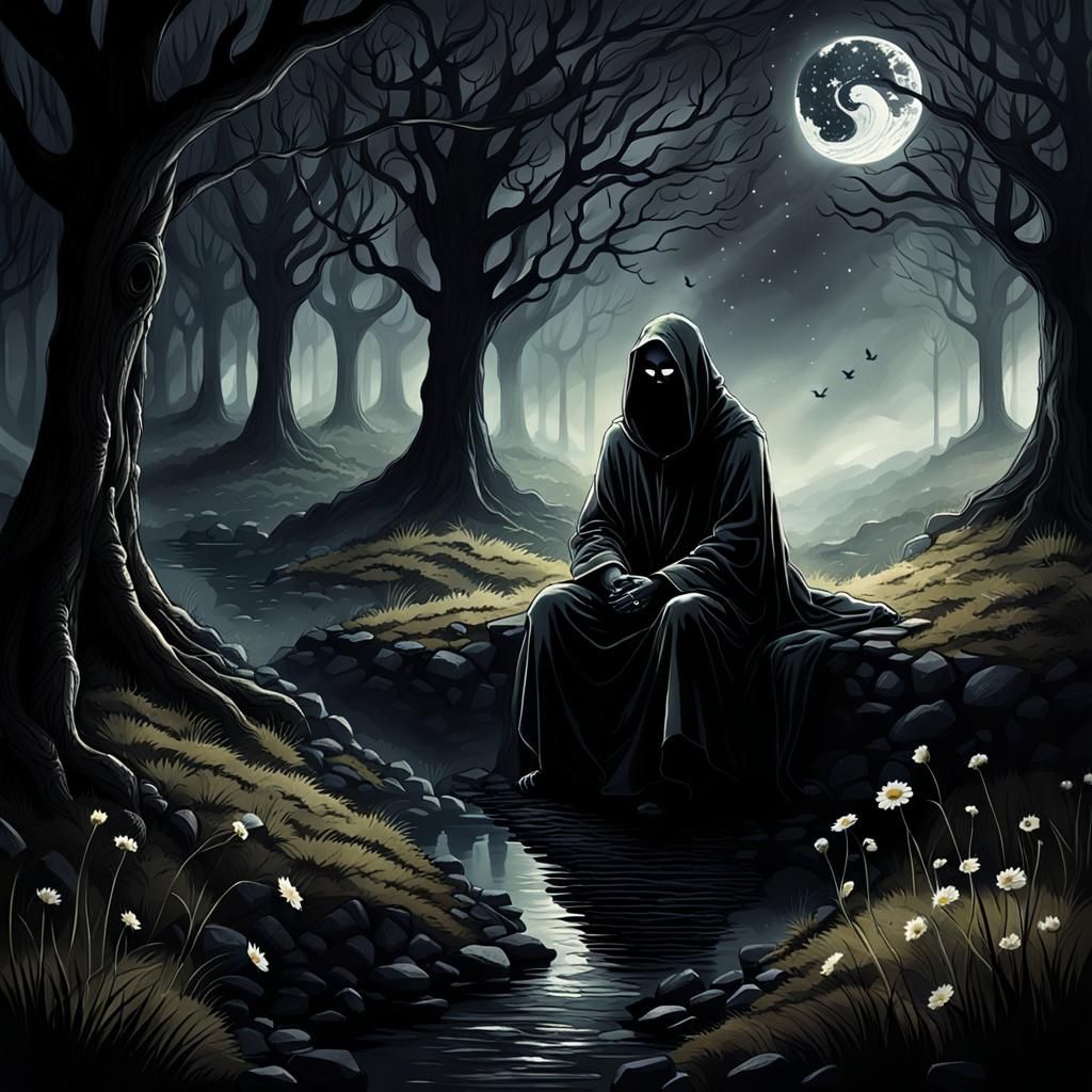 Monochromatic Figure Emerging from Darkness