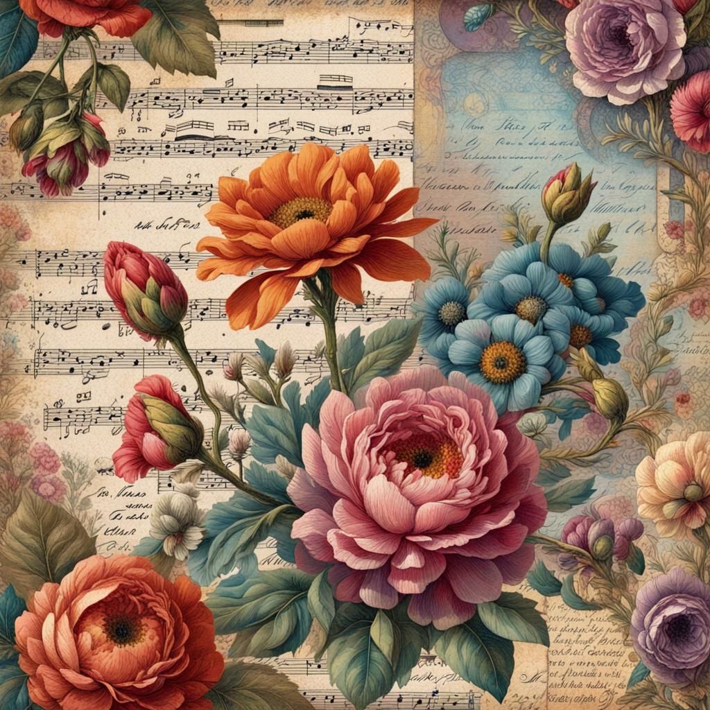 Vintage French Flower Market Illustration