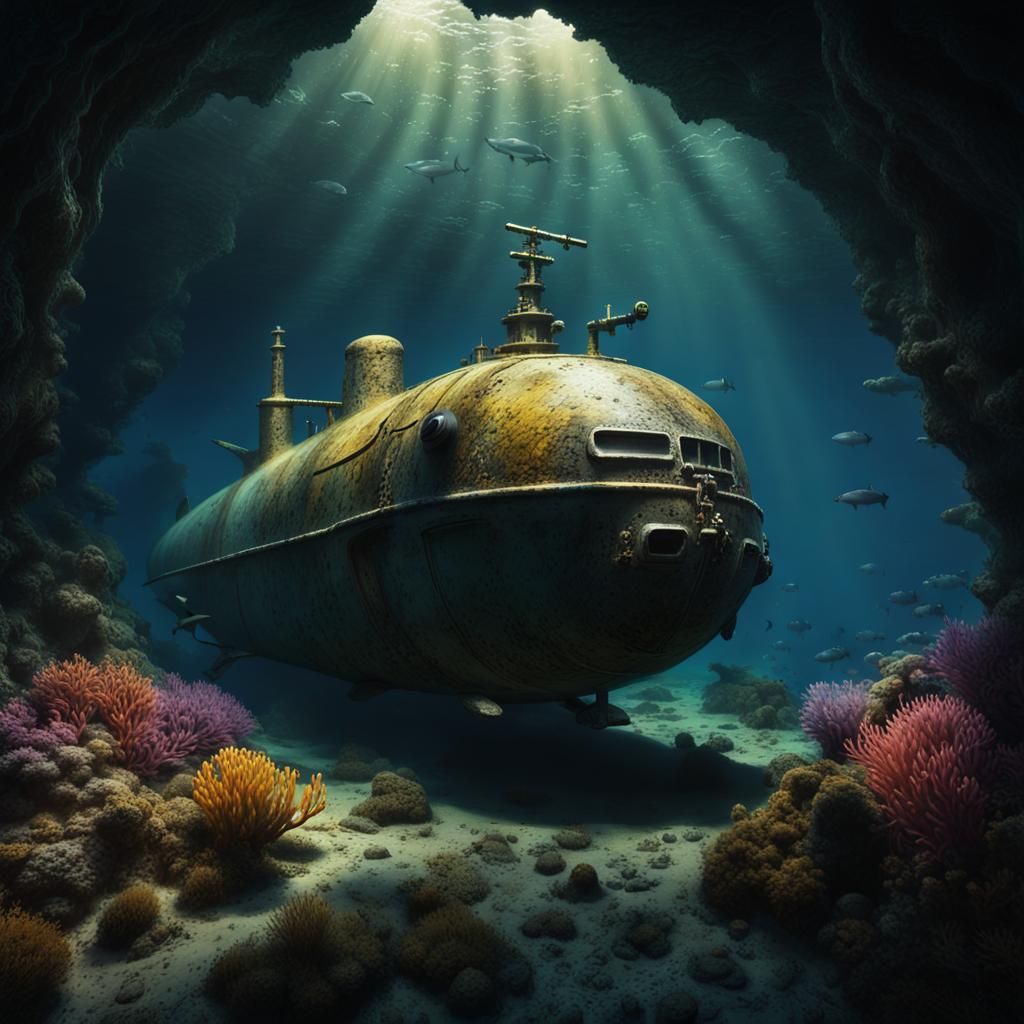 Underwater Submarine Exploration in Grimy Waters