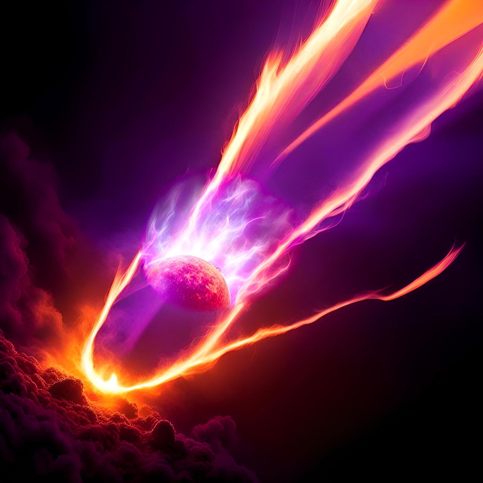 Cosmic Beginning in Fiery Orange and Purple