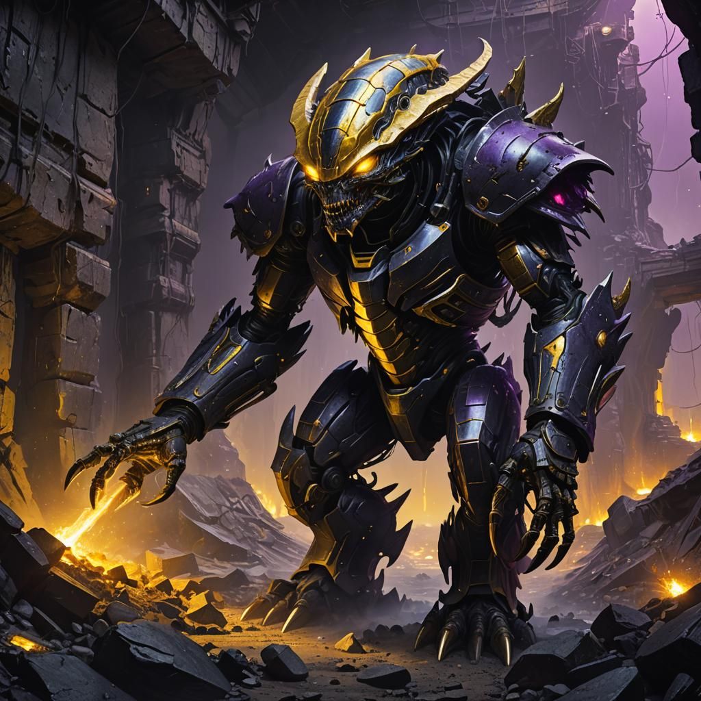 Armored Alien Serapede Invasion: Dark Fantasy Art