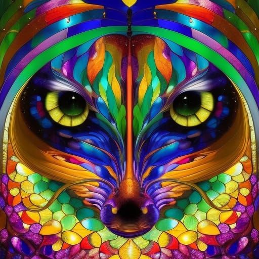 Surreal Stained Glass Creative Collage Illustration