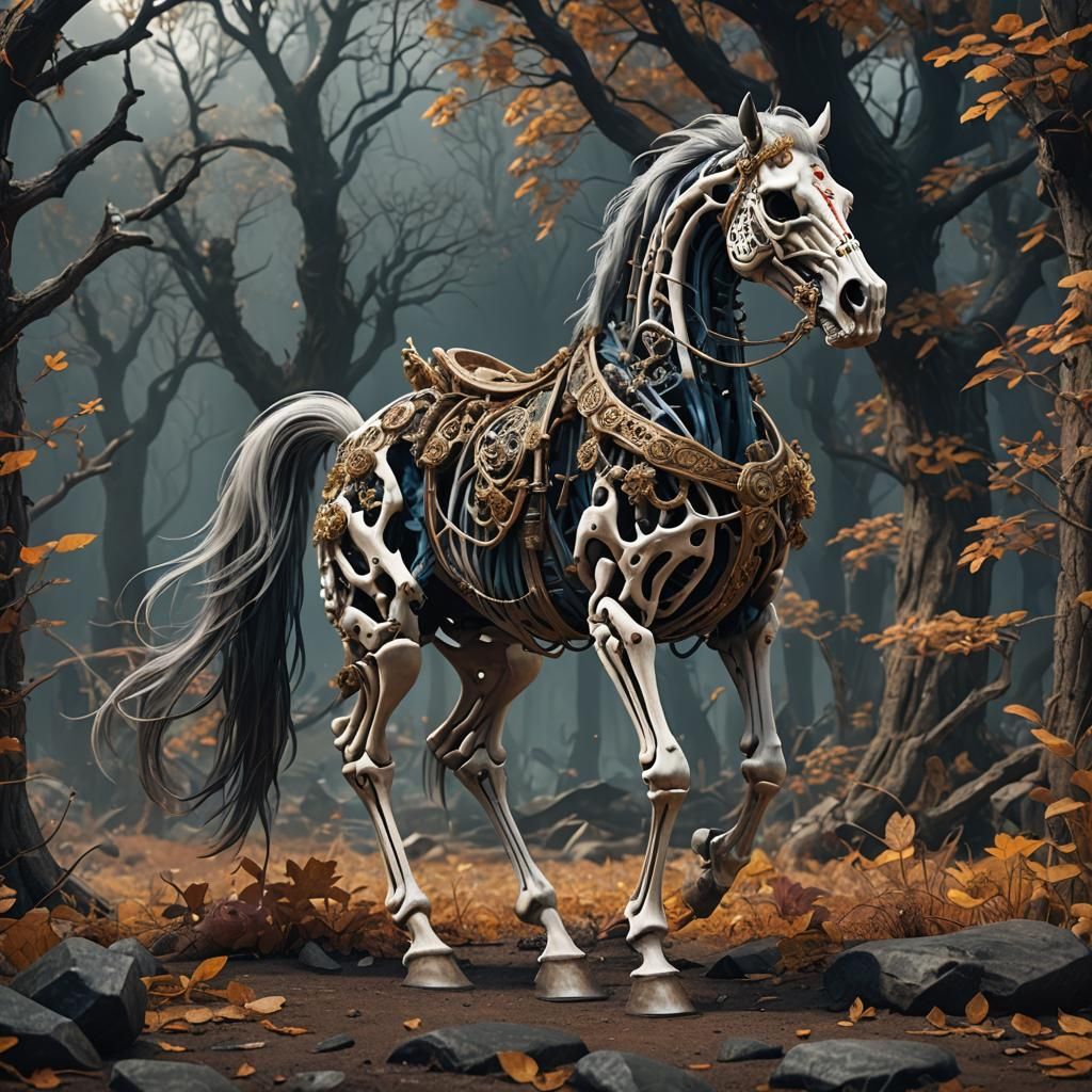 Fantastical Skeleton Horse in Detailed Matte Painting