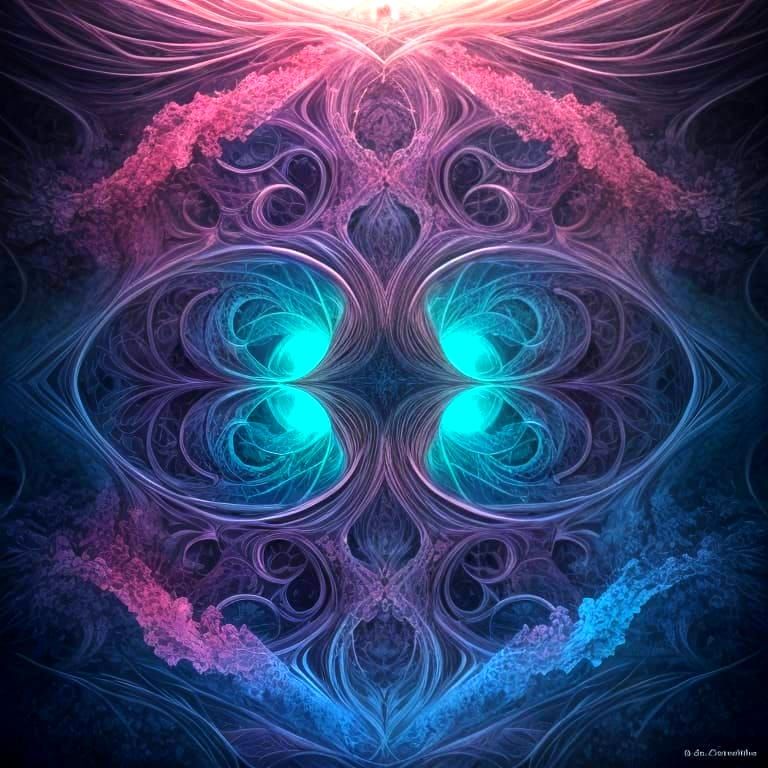 Surreal Double Exposure: Radiant Fractal Colors