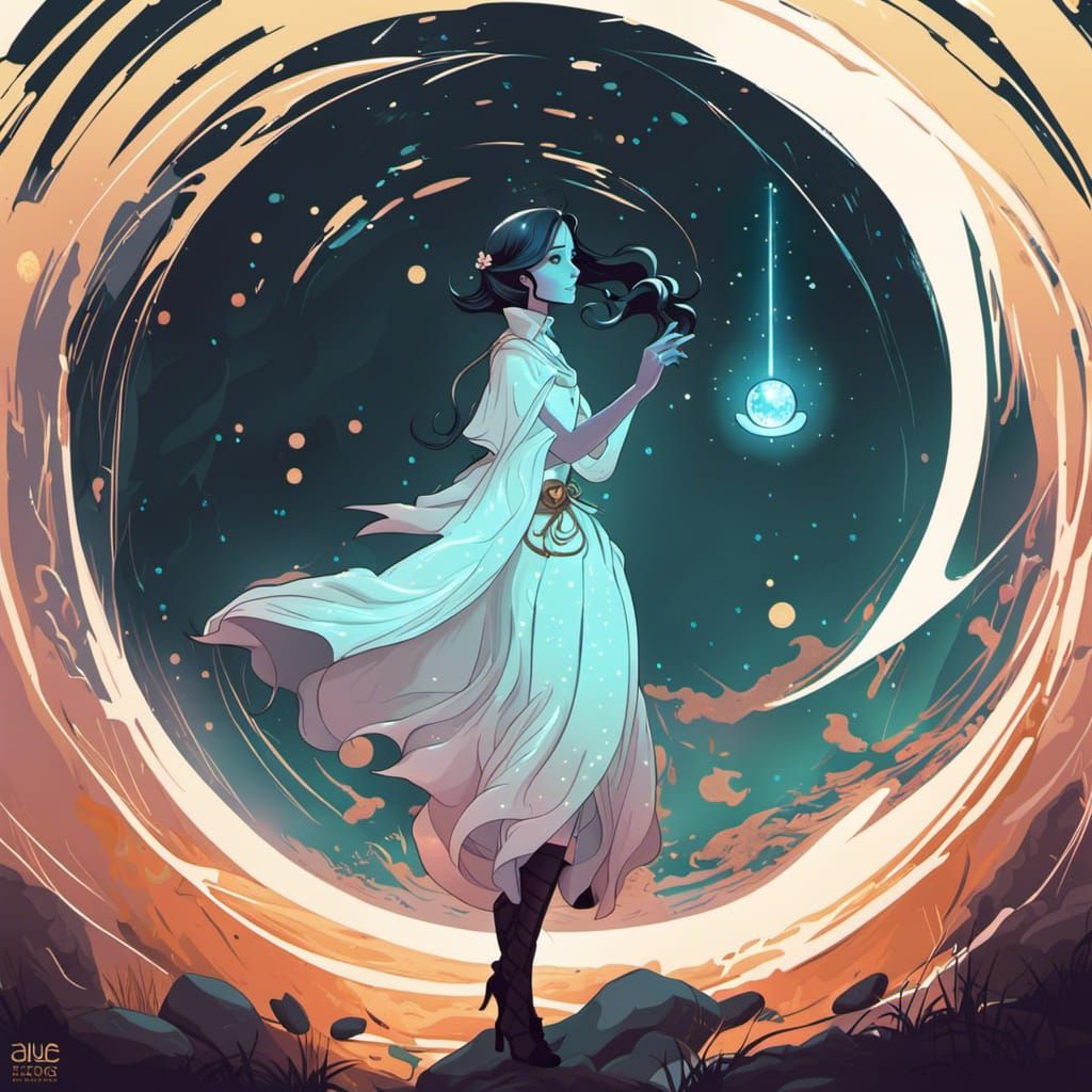 Woman with Glowing Aura in Vector Art Style