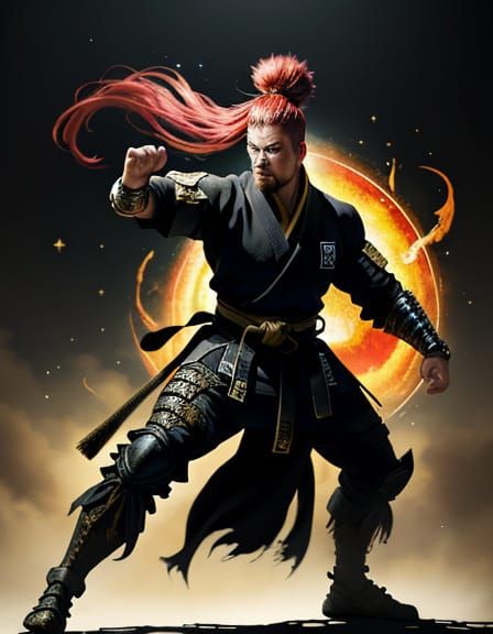 Post-Apocalyptic Karate Warrior in Oil Painting Style