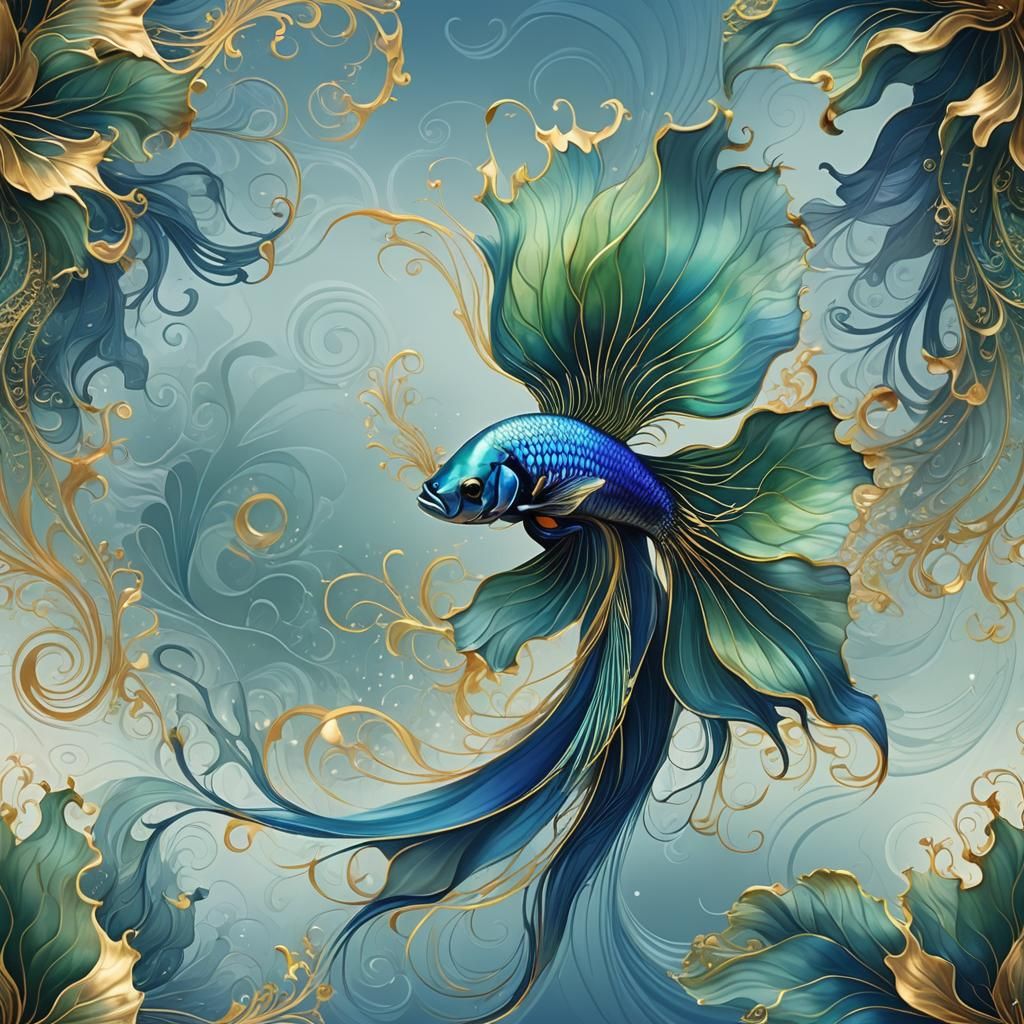 Siamese Fighting Fish in Ethereal Fantasy Style