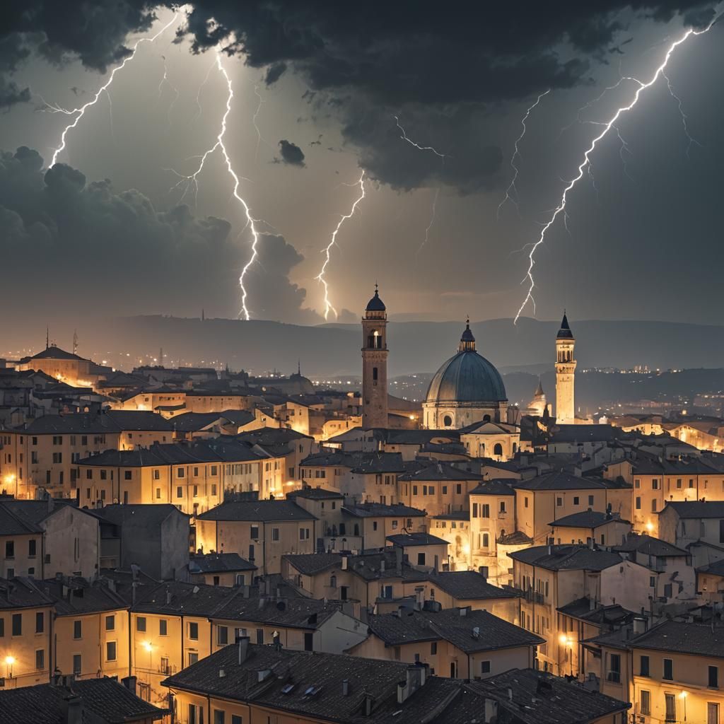 Dramatic Lightning Strikes City in High Definition