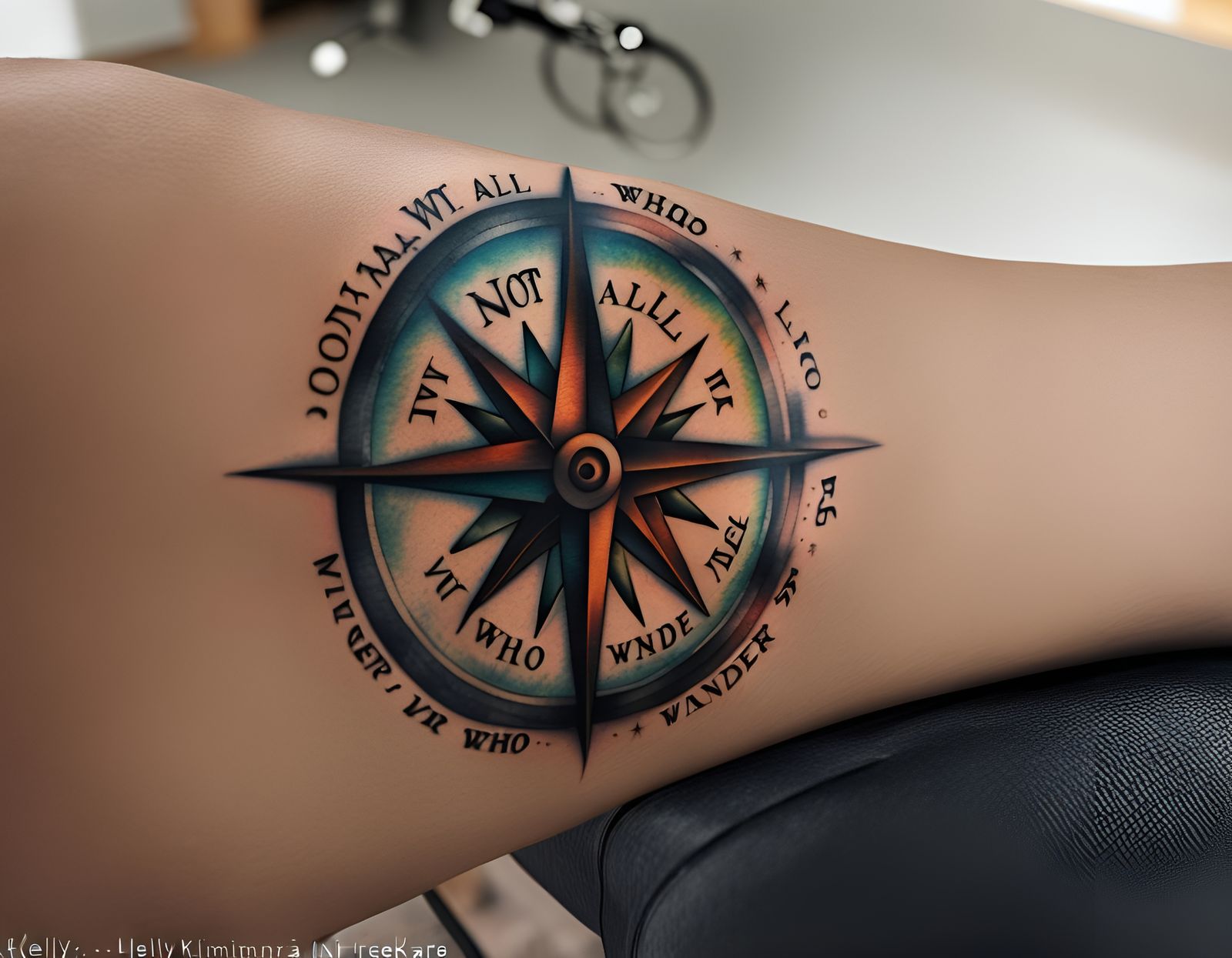 Forearm Tattoo Based Off of A Tattoo I have on my Forearms of A Compass With The Words "NOT ALL WHO WANDER ARE LOST.... ...