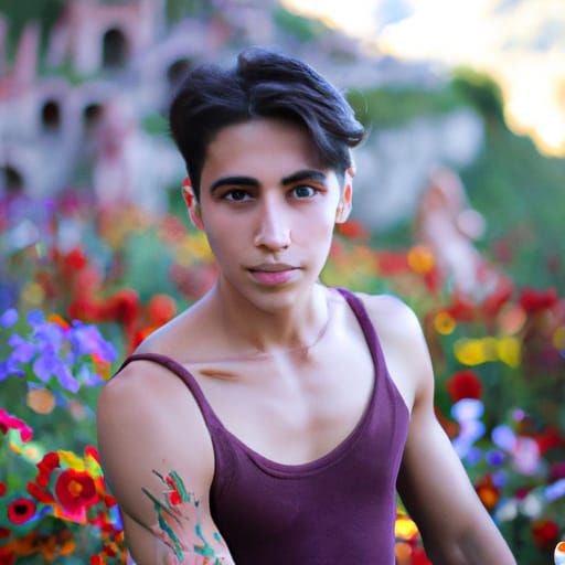 Inca Boy in Raphael Style Landscape