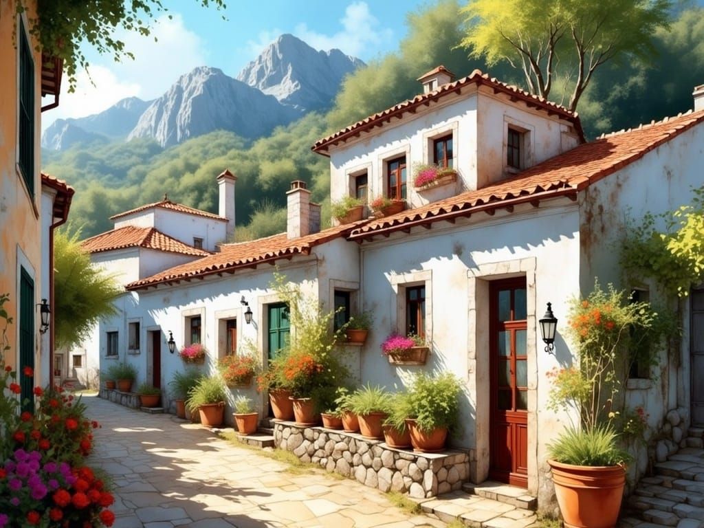 Whitewashed Villages in Mediterranean Landscape