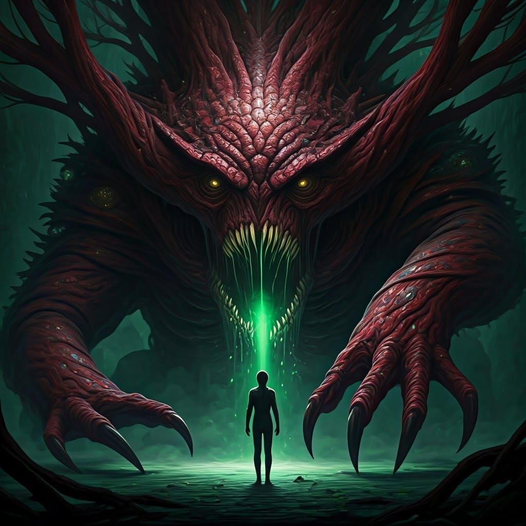Eldritch Redwood Monster Devours the Viewer in a Haunting Bi...
