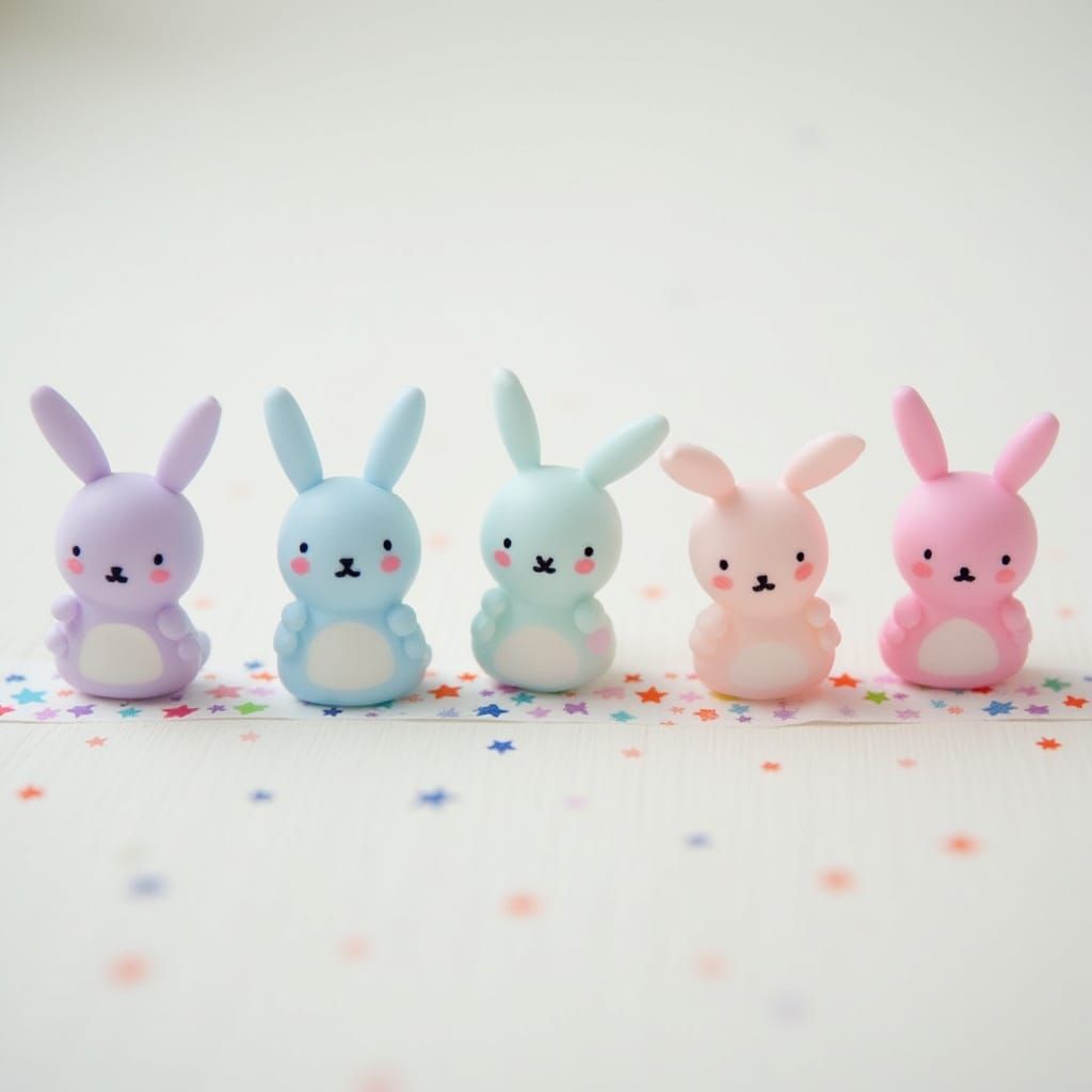 Pastel Kawaii Washi Tape Designs with Bunnies