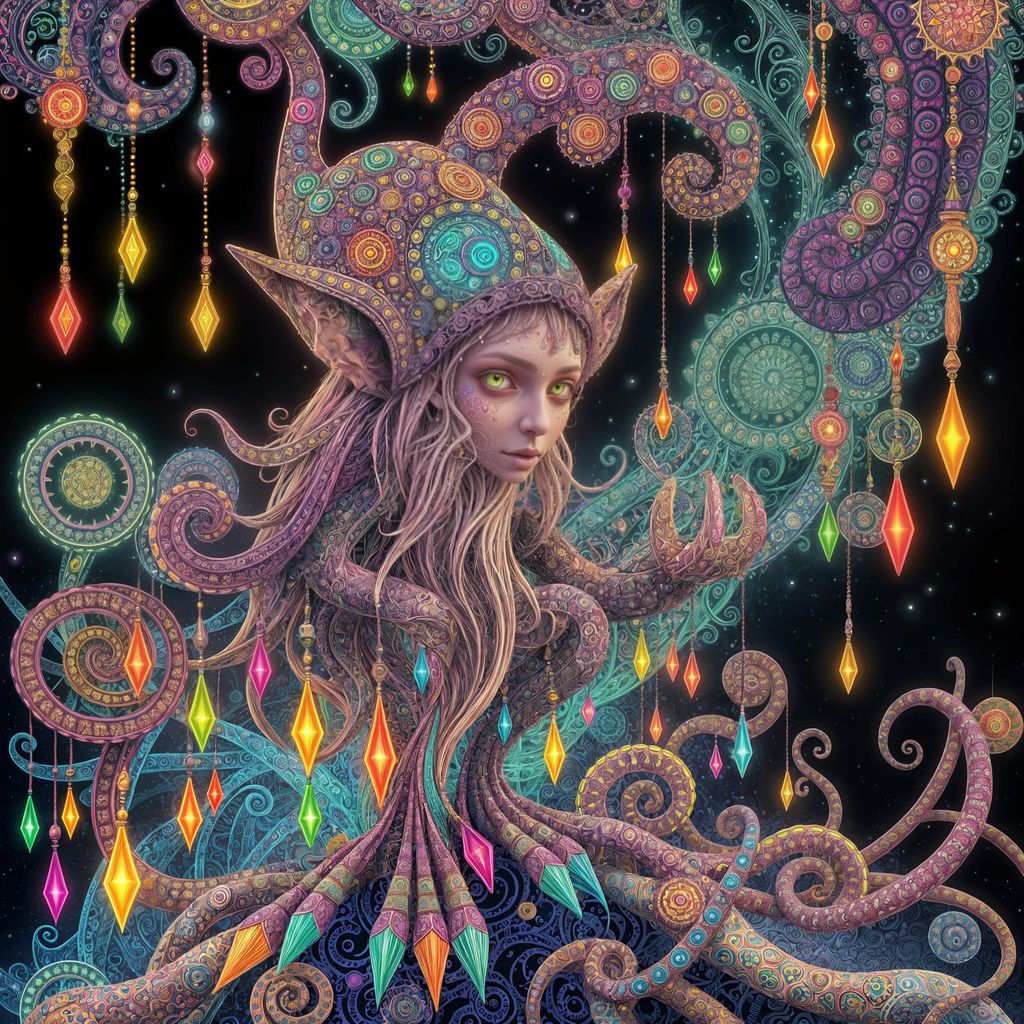 Fractal Psychedelic Elf in Vibrant Funk Realm