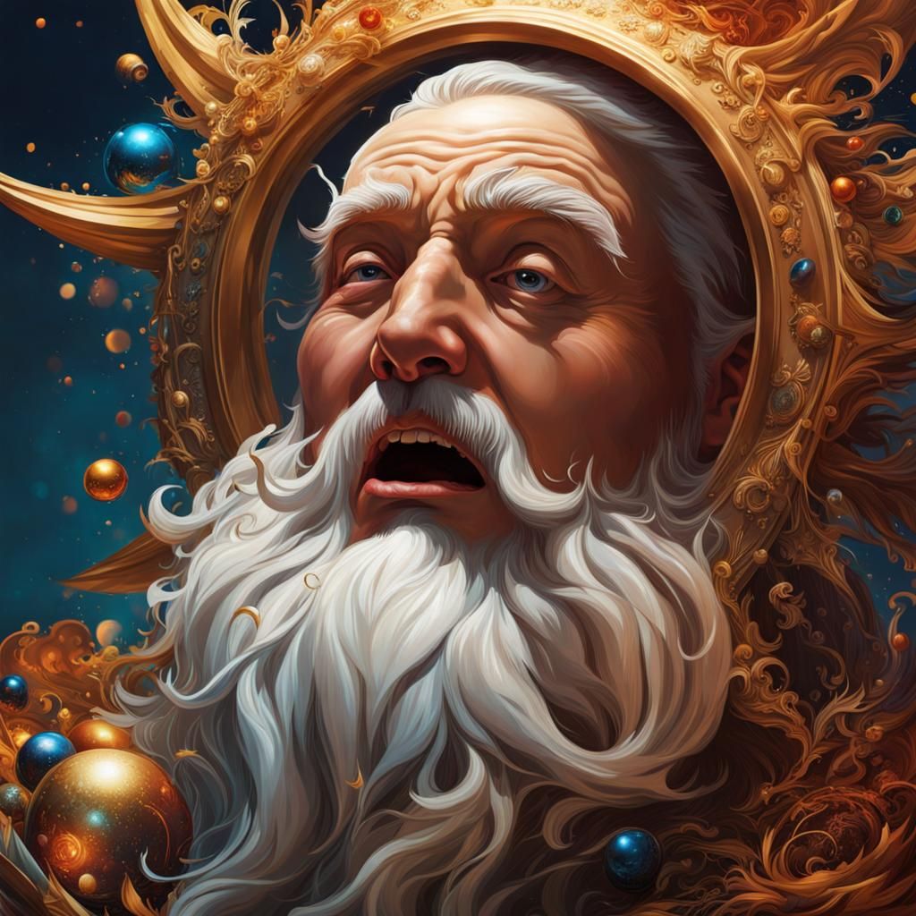 Father Time's End, New Year Emerges: Hyperrealistic Splash A...