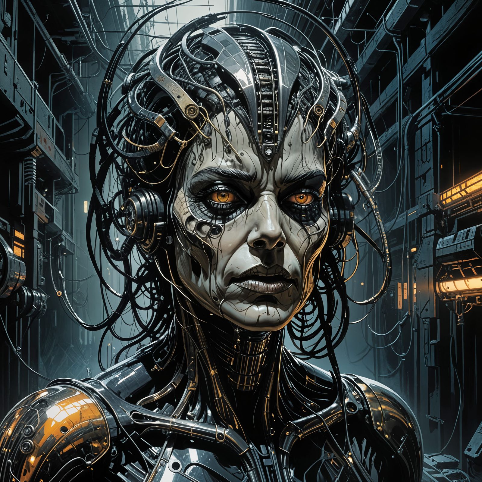 Futuristic Flesh and Fiber in Neon Grunge Style