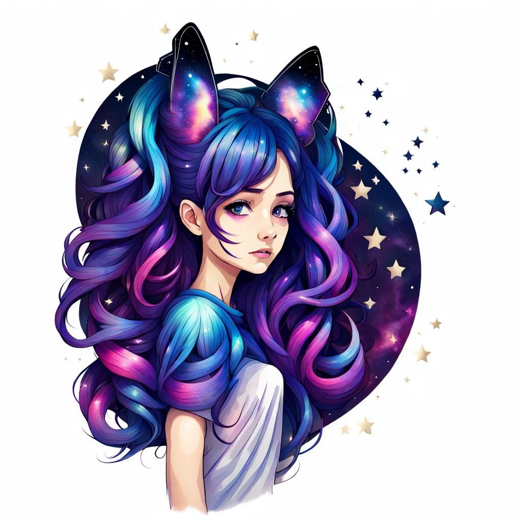 Cosmic Being with Galaxy Wings and Hair