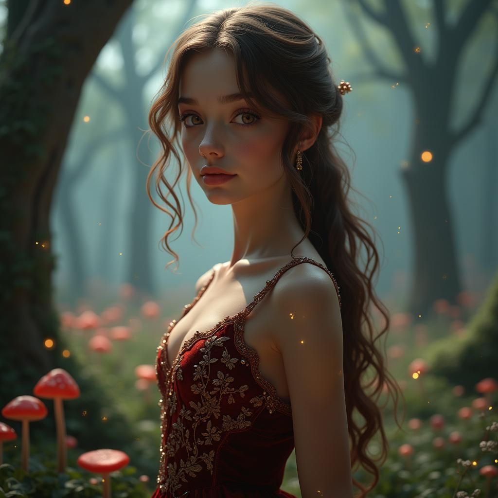 Elegant Girl in Misty Forest, Artstation Fantasy Concept