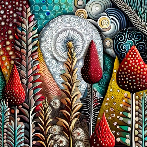 Fantasy Garden Collage in Mixed Media Style