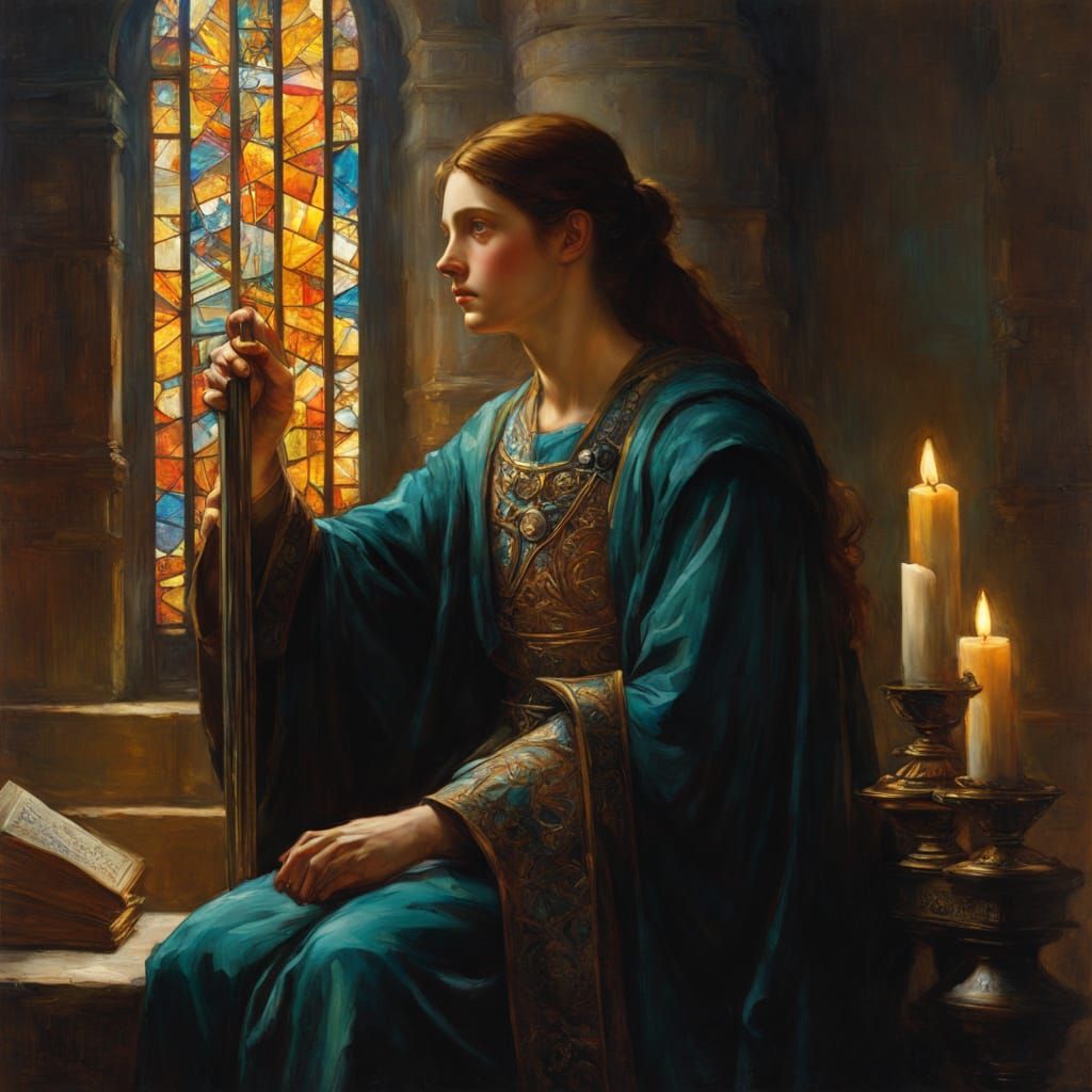 Cleric Healing in Chiaroscuro Style