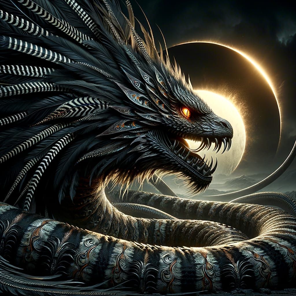 Dark Fantasy Serpent Eclipse Digital Matte Painting
