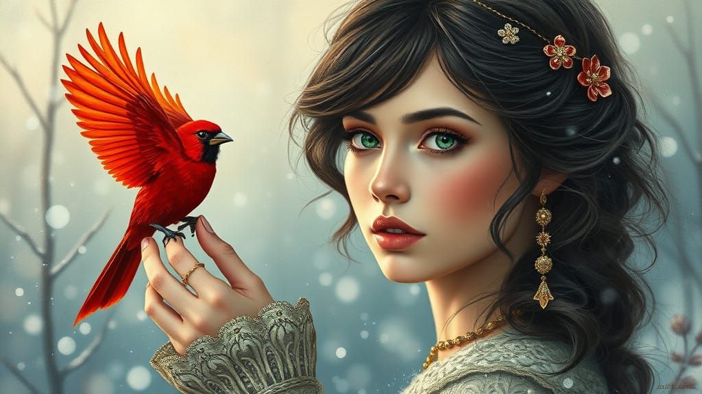 An ethereal beautiful young woman with enchanting features