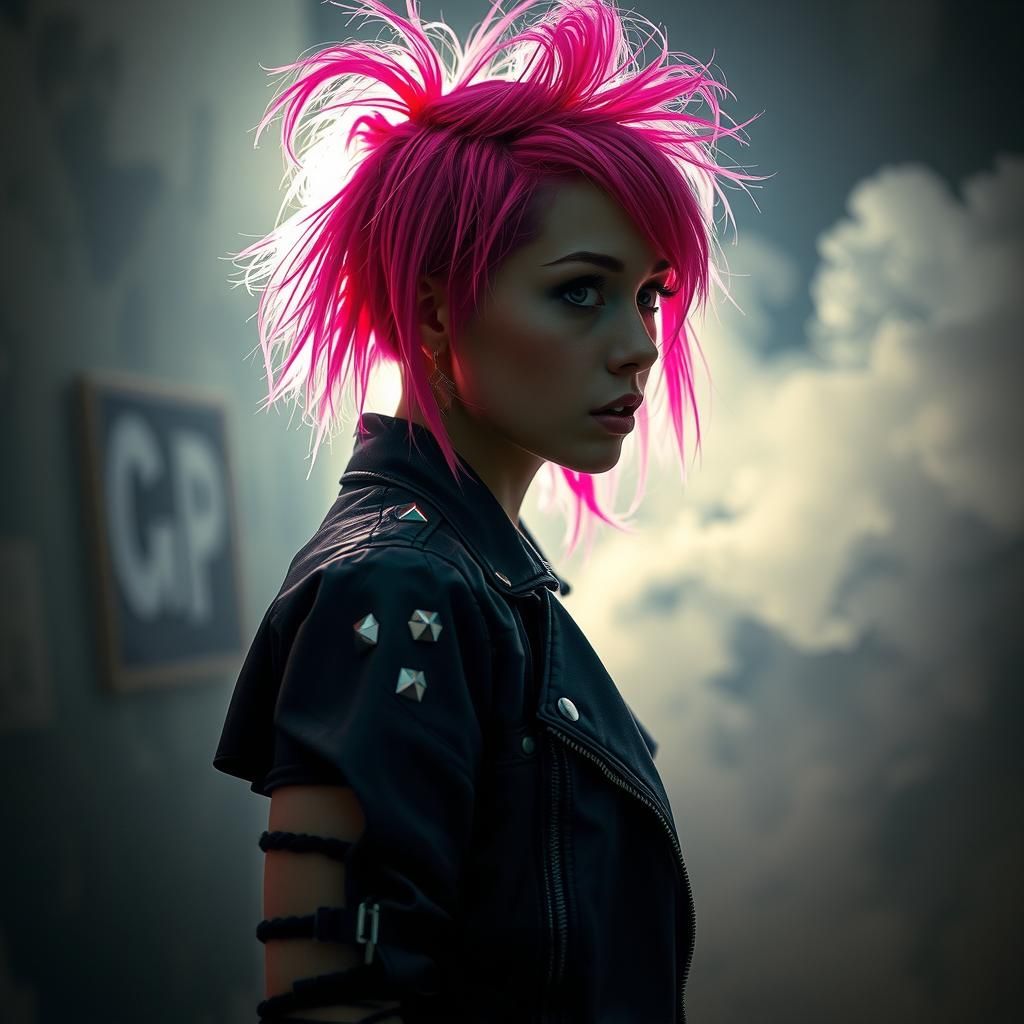 Punk Girl Portrait in Gritty Photorealistic Style
