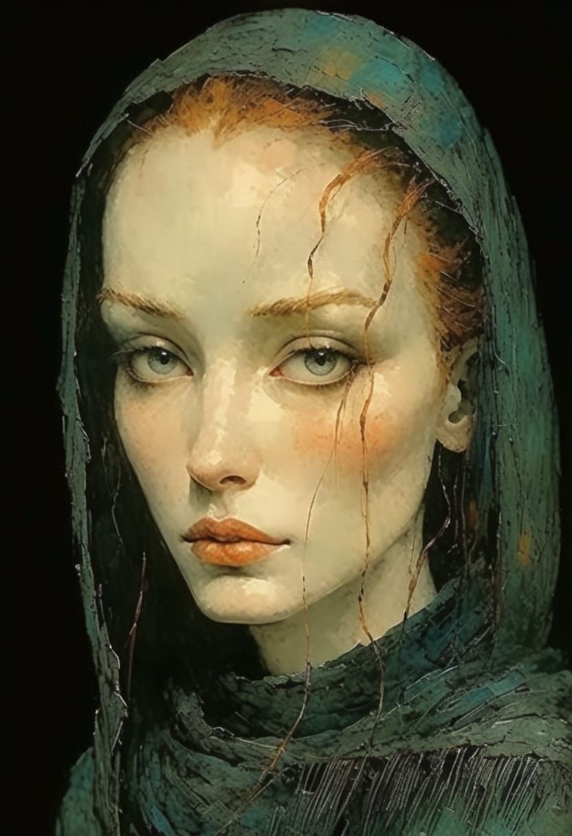 Gothgirl Portrait in Charcoal Drawing Style