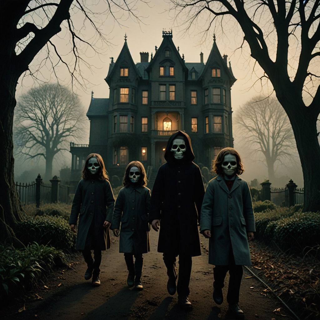 Gothic Children's Descent into Terror in a Haunted Mansion