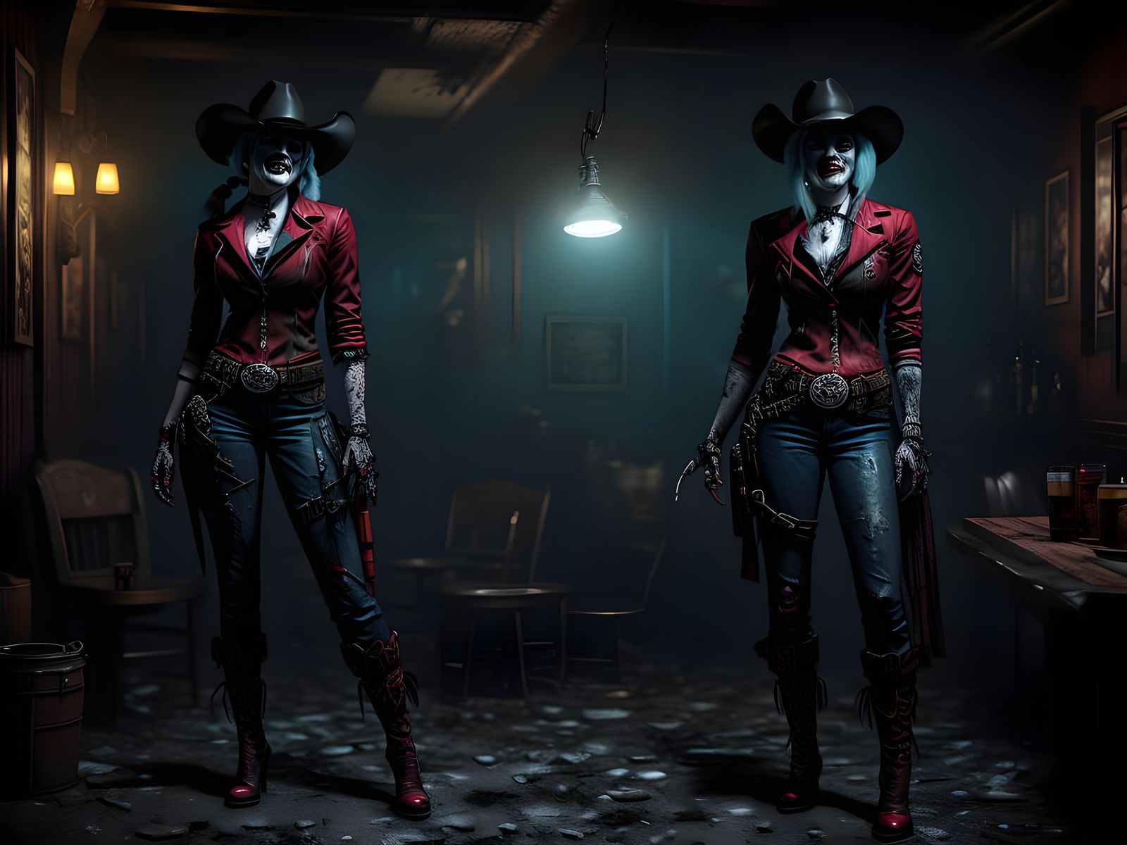 Evil Harley Quinn Cowgirl in Twisted Saloon