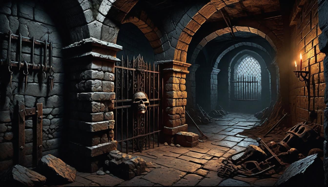 Creepy Medieval Iron Maiden in Dark Fantasy Dungeon