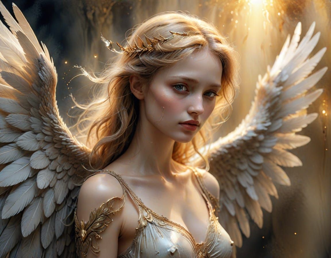 Surreal Angel at the Edge of Two Worlds in Soft Focus