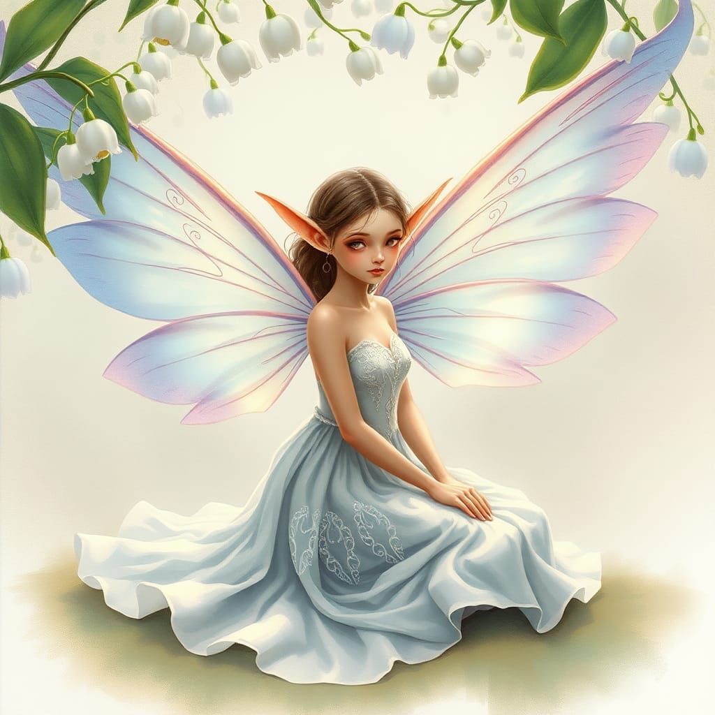 Ethereal Fairy Under Lily of the Valley