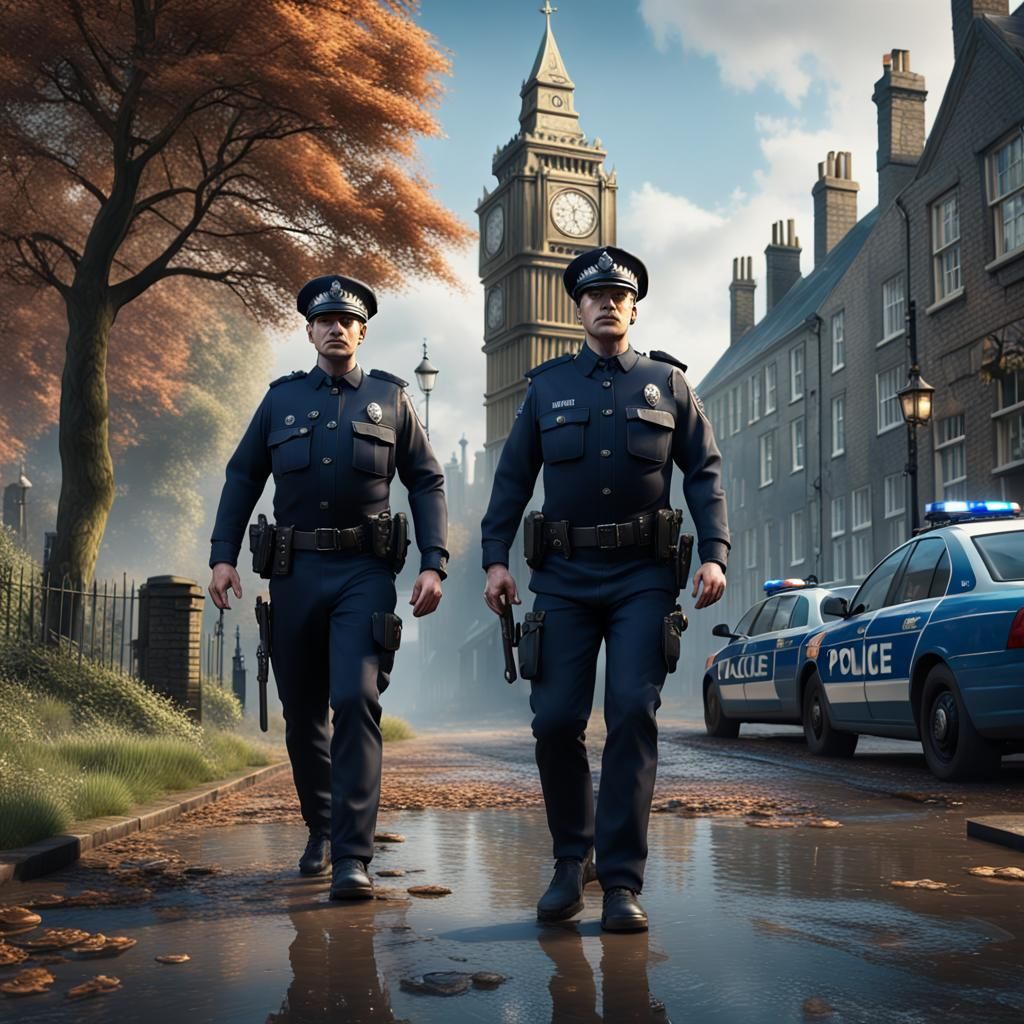 UK Police Officers on Patrol: Fantasy Concept Art