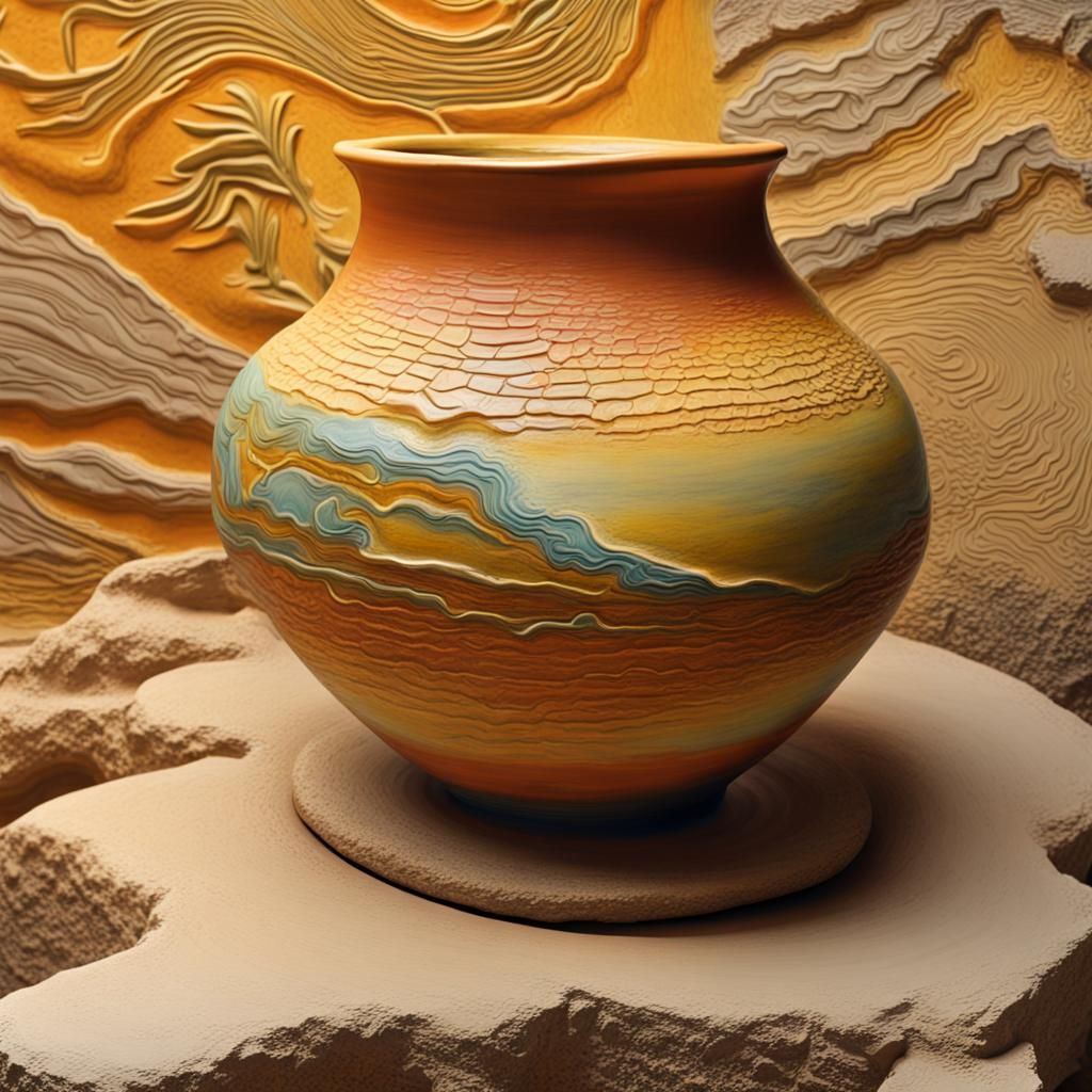 Greek Relief Optical Illusion Pot in Neon Colors