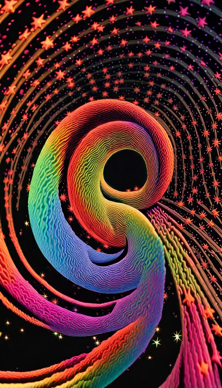 Supermassive Black Hole Consuming Rainbow Star Vortex