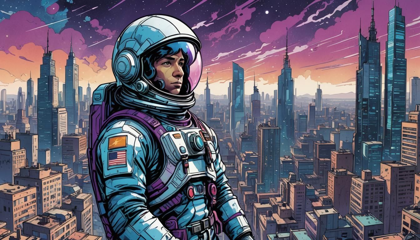 Futuristic Astronaut in Polish Comic Book Style