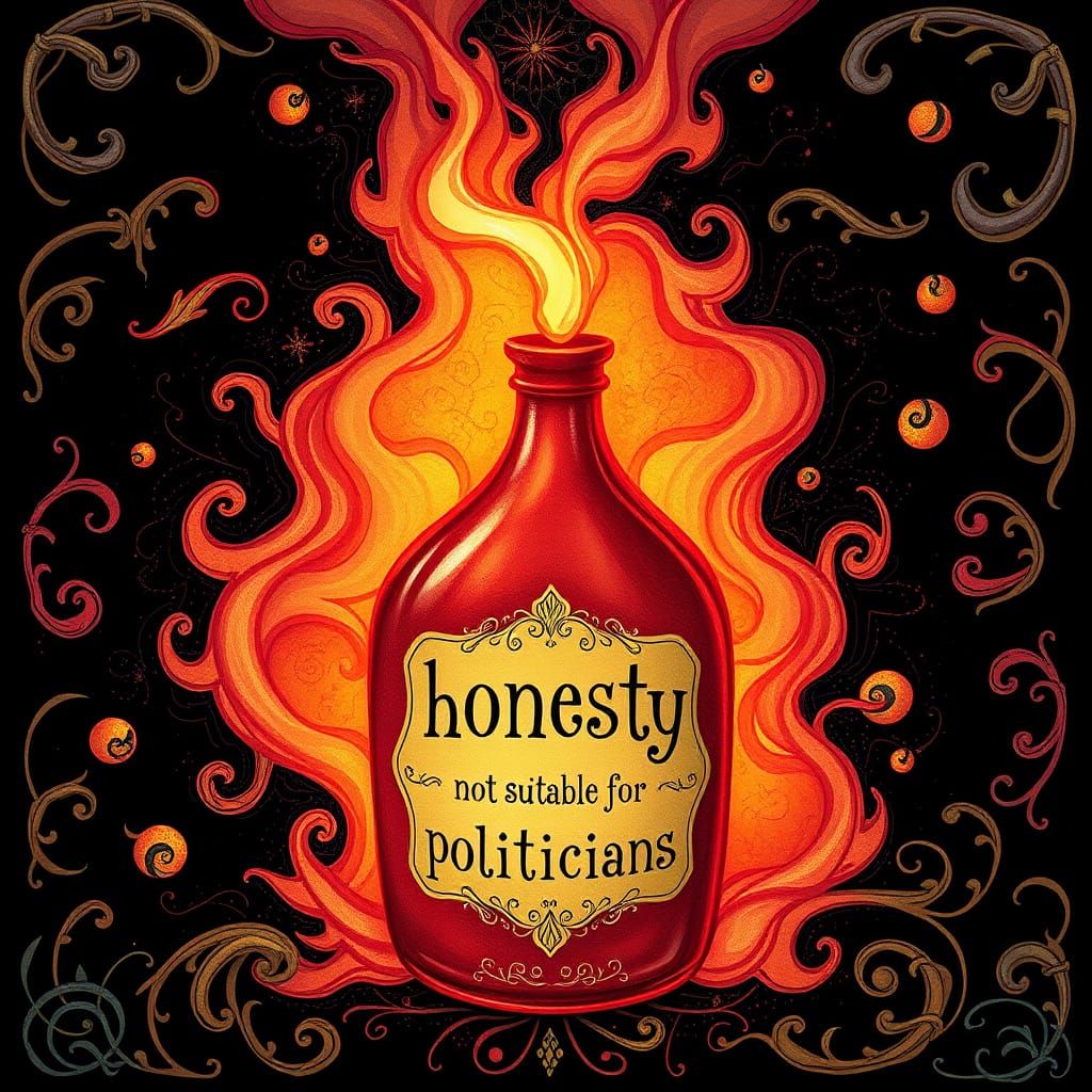 Whimsical Honesty Potion Bottle in Golden Font