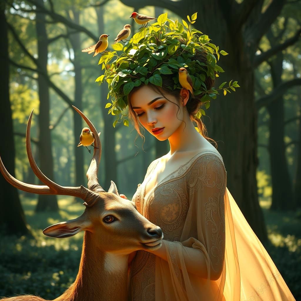 Mystical Forest Sorceress in Triadic Colors