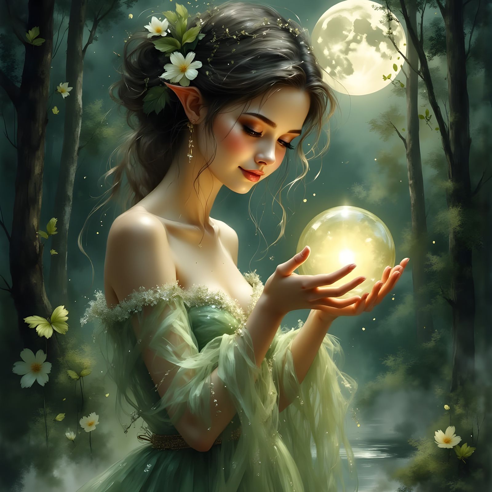 Forest Sprite Studies Moon Orb Portrait