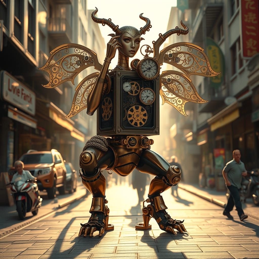 Steampunk Chimera in Morning Marketplace