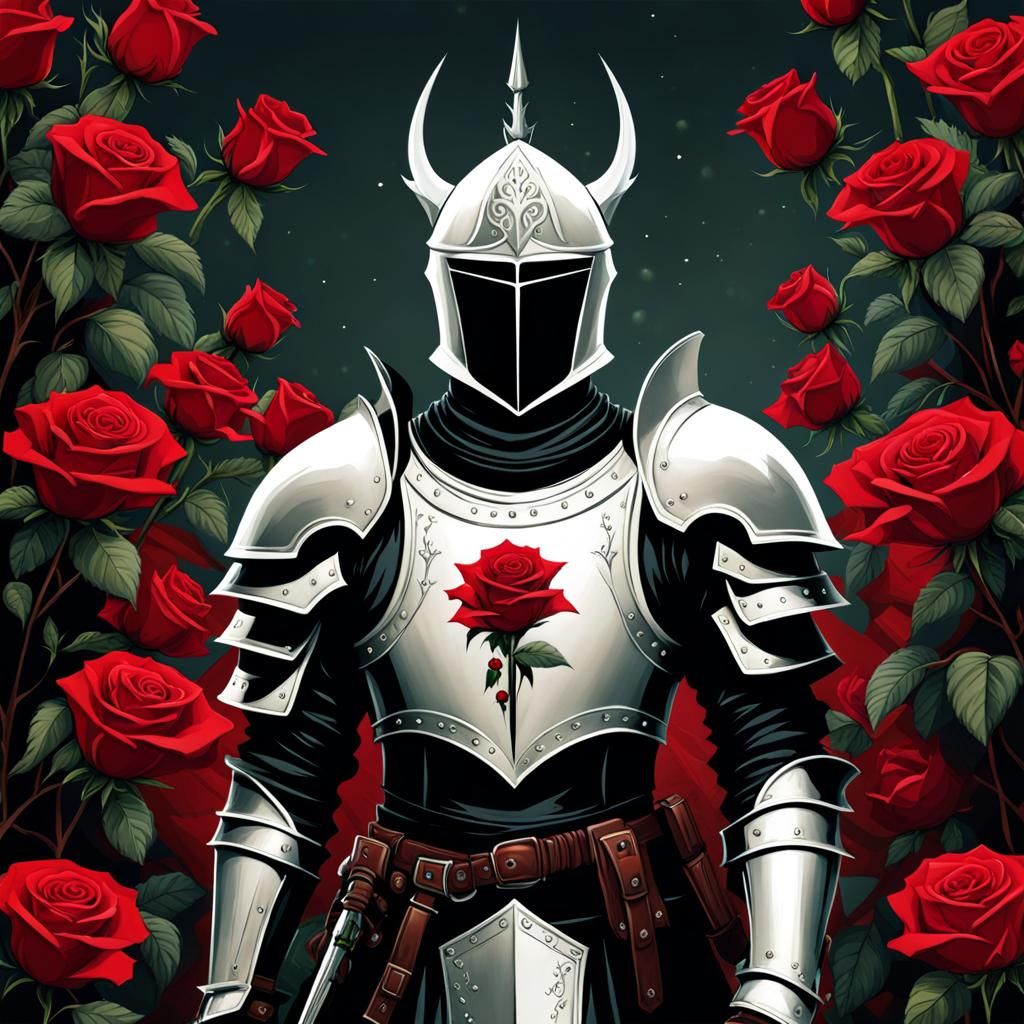 The Rose Knight in White Sentient Armor