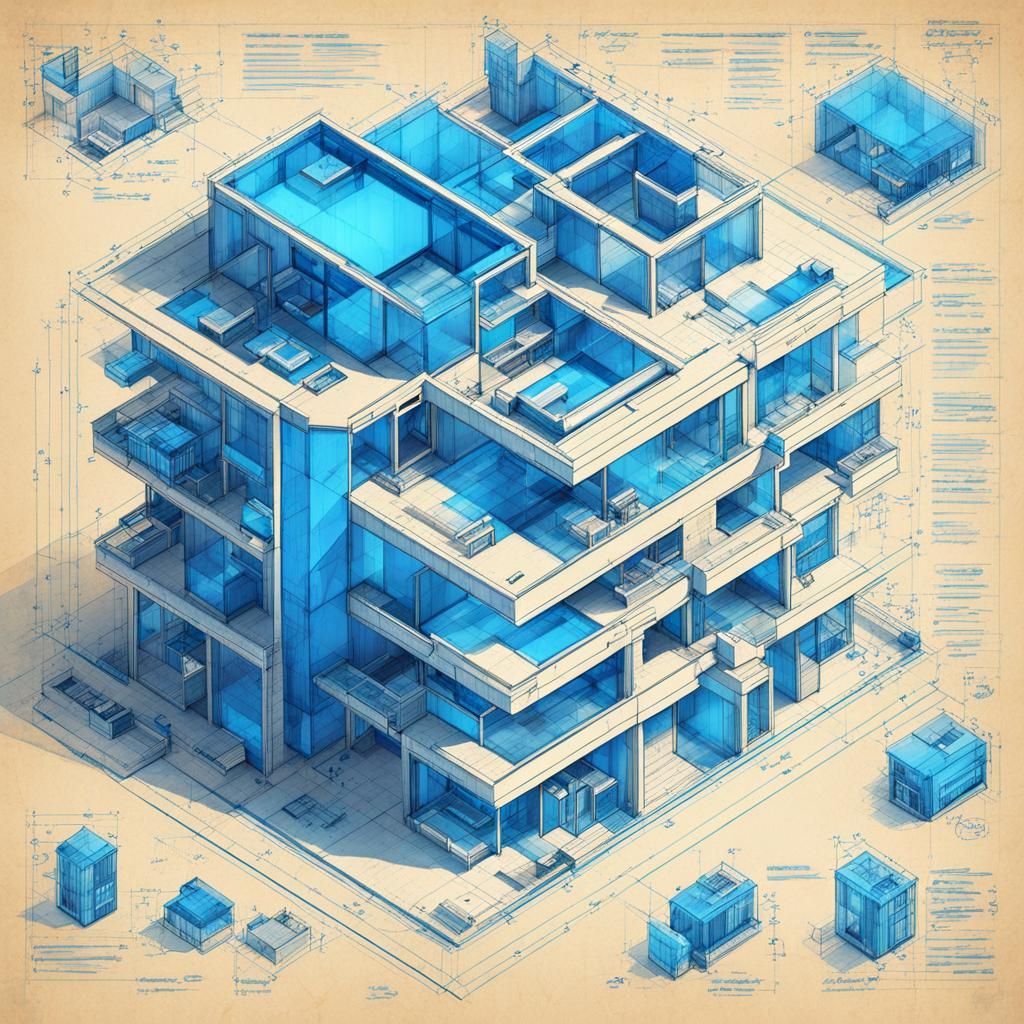 Futuristic Apartment Blueprint Design Sketch