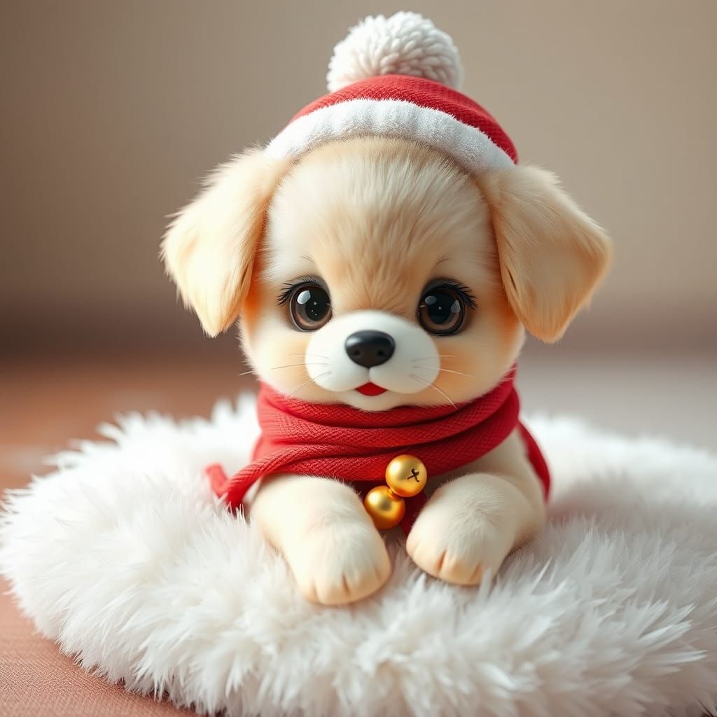 Adorable Puppy in Red Scarf: 3D Anime Art