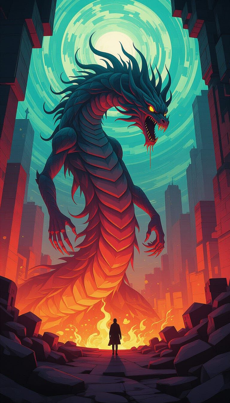 Eldritch Wyrm Emerges from Psychedelic Underworld