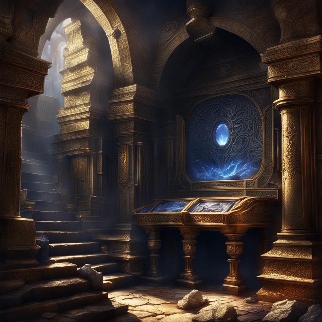 Vault Interior Filled with Precious Gems and Metals