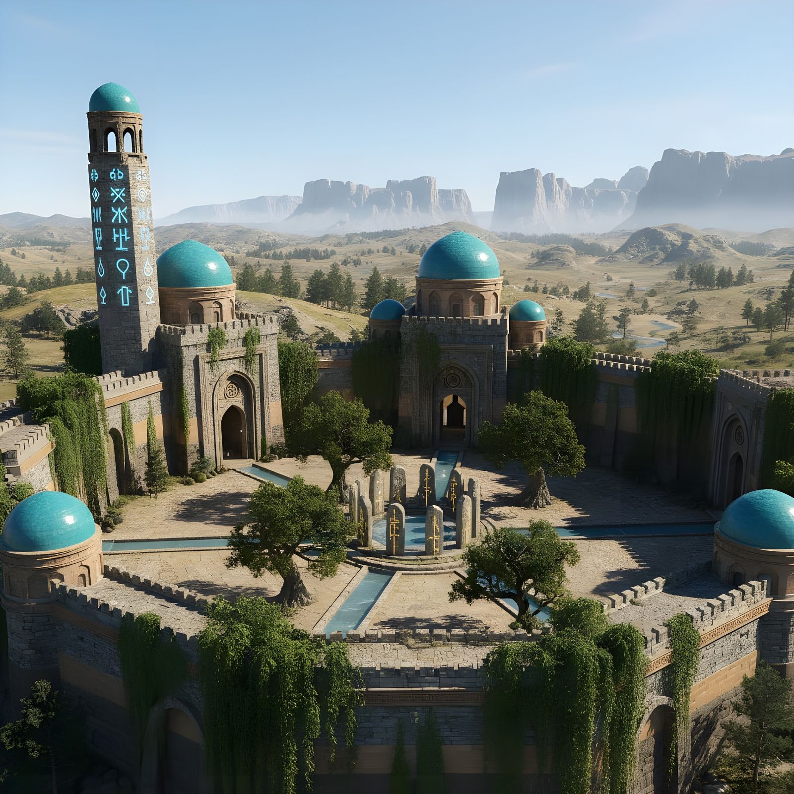 Ancient Citadel with Persian and Druidic Architecture